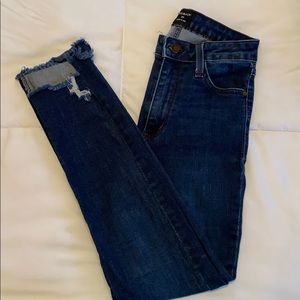 High waisted dark wash skinny jeans